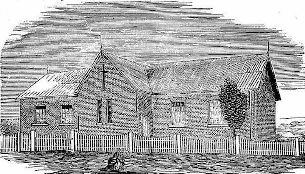 Singleton, St Patrick’s Roman Catholic school. Image: Australian Town and Country Journal, Sat 2 Dec 1871, p.728. Reproduction: Peter de Waal