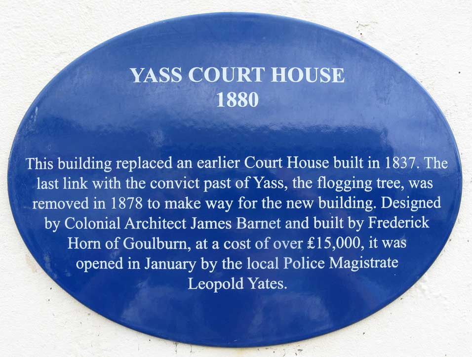 Yass courthouse plaque. Photo: Peter de Waal Yass courthouse plaque. Photo: Peter de Waal