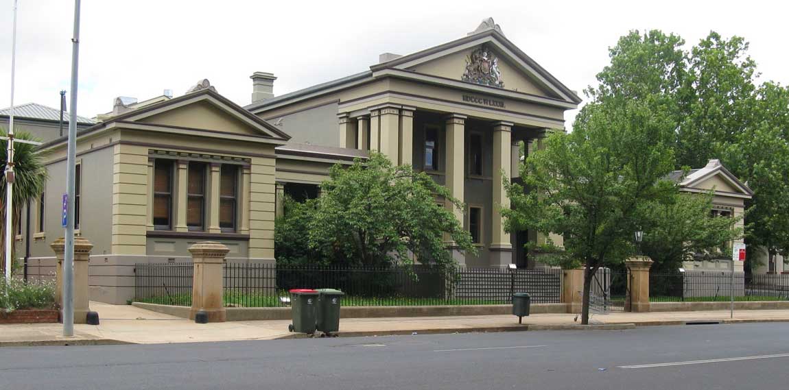 Orange courthouse, neo-classical design by Colonial architect, James Barnet, opened 10 May 1883, and built from locally quarried sandstone. Photo: Peter Bonsall-Boone