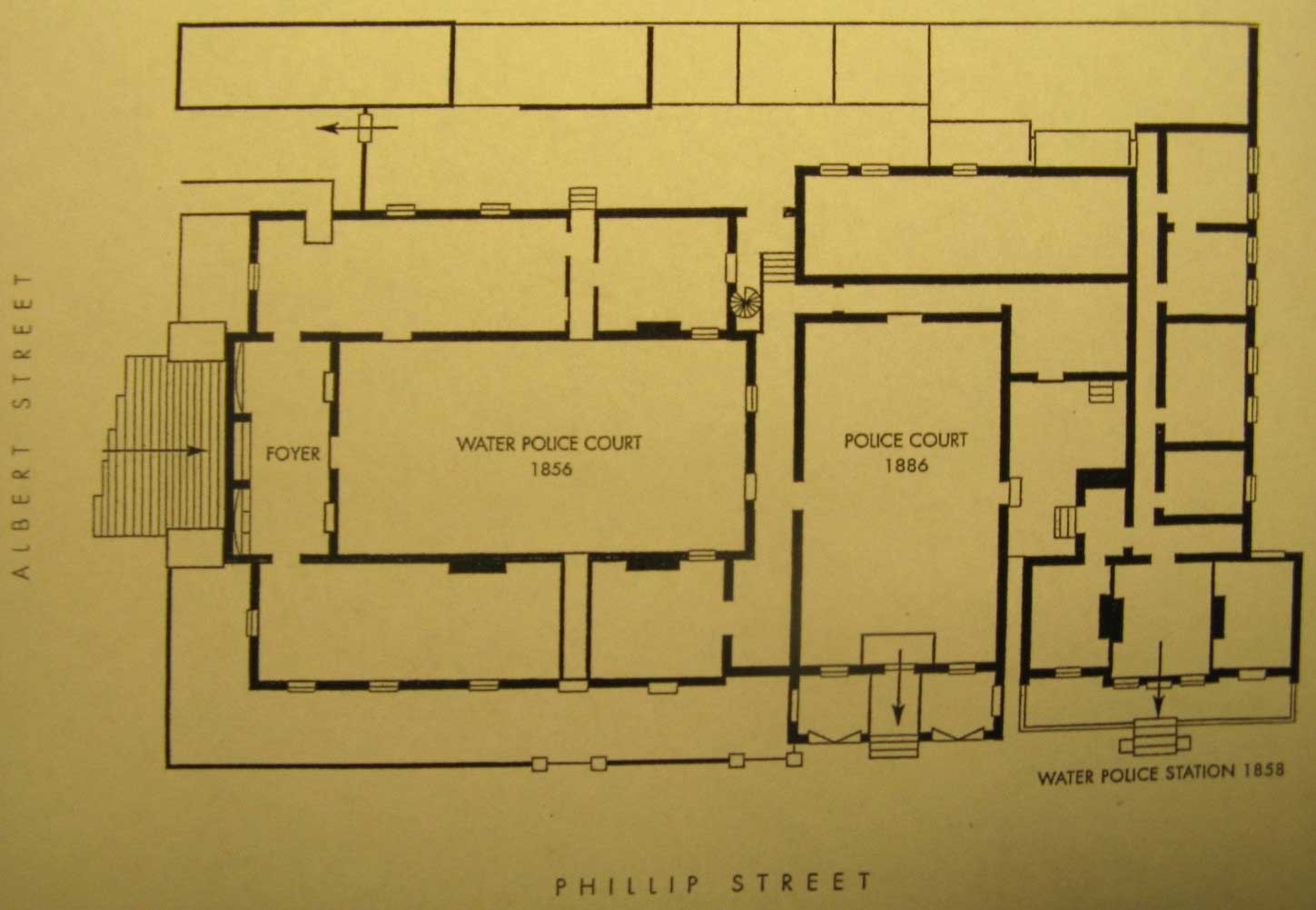 Sydney water police court complex, floor plan, Albert and Phillip streets. Photo: Peter de Waal Sydney water police court complex, floor plan, Albert and Phillip streets. Photo: Peter de Waal