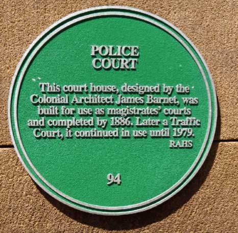 Sydney police court plaque. Photo: Peter de Waal Sydney police court plaque. Photo: Peter de Waal