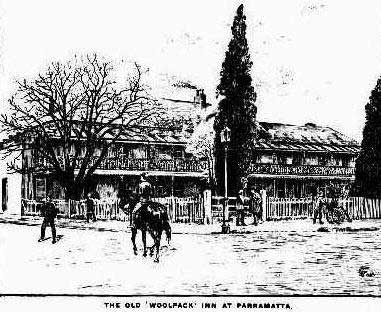 Woolpack Hotel, Parramatta. Image: Illustrated Syd- ney News, Thu 19 Sep 1889, p. 23. Reproduction: Peter de Waal Woolpack Hotel, Parramatta. Image: Illustrated Syd- ney News, Thu 19 Sep 1889, p. 23. Reproduction: Peter de Waal