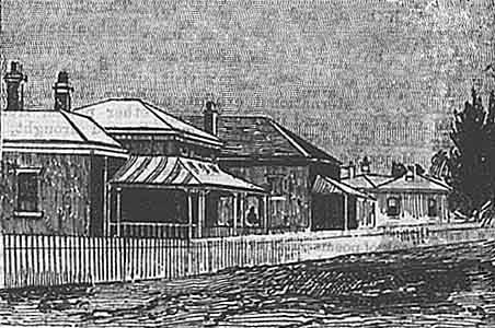 Police Station, old Narrandera courthouse, built 1879, Post and Telegraph Office. Image: <em>Australian Town and Country Journal</em>, Sat 10 Jul 1886, p. 79. Reproduction: Peter de Waal