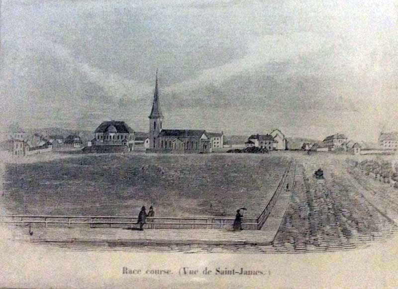 Hyde Park with Race course and view of St James, 1845. Image: NSW State Library PXA 2113, box 56. Reproduction: Peter de Waal