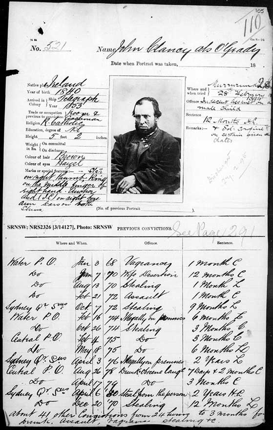 SRNSW: NRS2326, [3/14127], Maitland Gaol Photograph description sheets, 1873-1922, No. 521, p. 105, R5128. Emphasis added.
