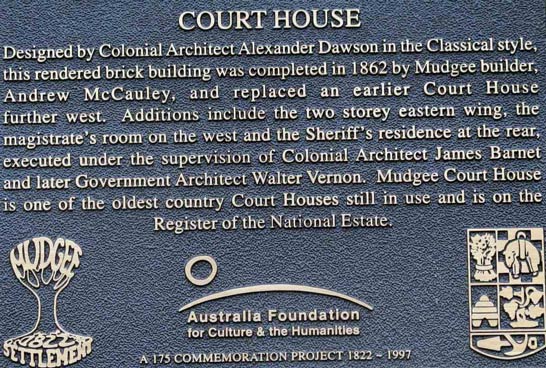 Mudgee courthouse plaque. Photo: Peter Bonsall-Boone Mudgee courthouse plaque. Photo: Peter Bonsall-Boone