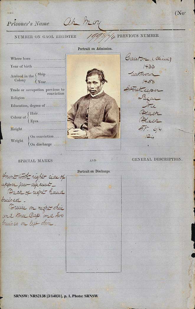 SRNSW: NRS2138, [3/14031], Darlinghurst Gaol photographic description book, Nov 1873-Dec 1874, No. 1017, p. 150, R5098. p.1.