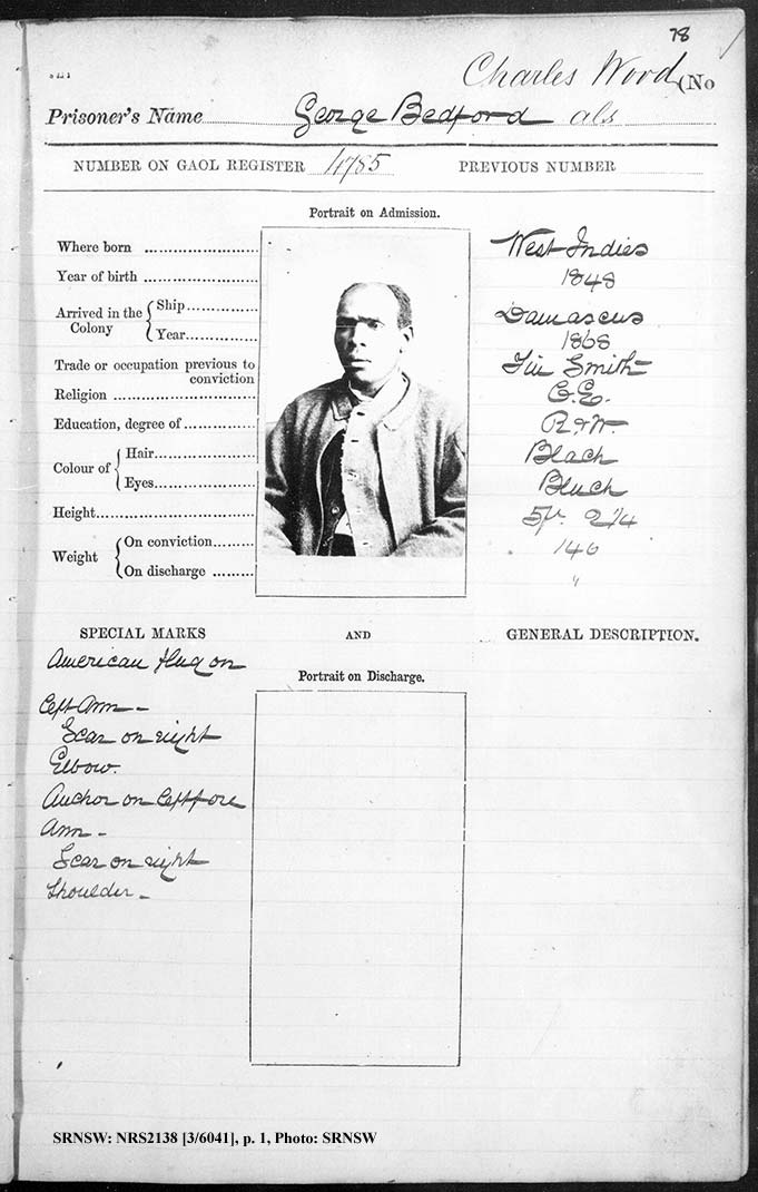 SRNSW: NRS2138, [3/6041], Darlinghurst Gaol photographic description book, 1876-1877, No. 1524, pp. 78a, 78b, R5099. p.1.