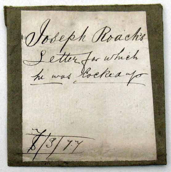 Presumably envelope which contained Joseph Roa- che’s letter to Walter Jonns. Photo: Peter de Waal Presumably envelope which contained Joseph Roa- che’s letter to Walter Jonns. Photo: Peter de Waal