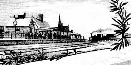 Bungendore railway station. Image: Australian Town and Country Journal, (Sydney, NSW), Sat 11 Apr 1885, p. 755. Reproduction: Peter de Waal