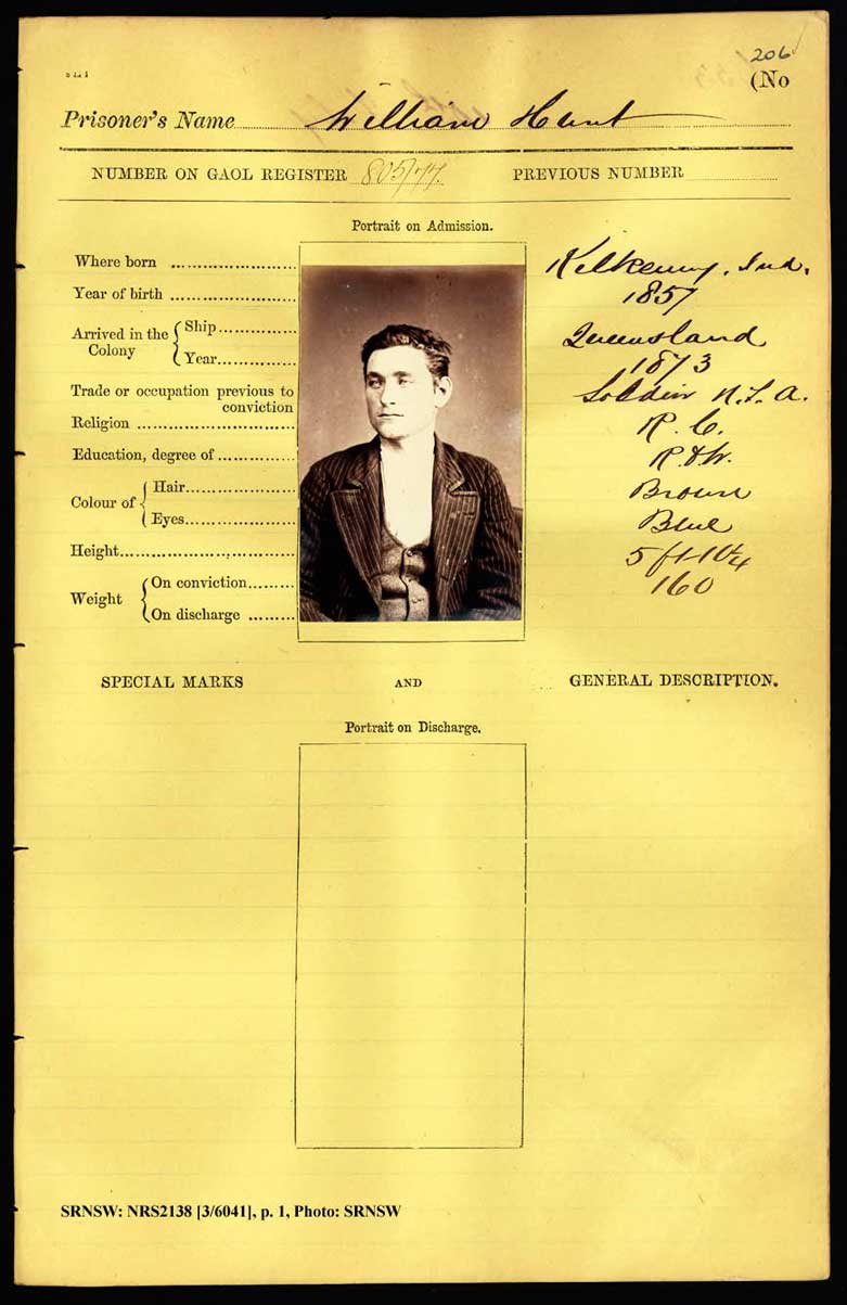 SRNSW: NRS2138, [3/6041], Darlinghurst Gaol photographic description book, 1876-77, No. 1652, p. 206, R5099. p.1.