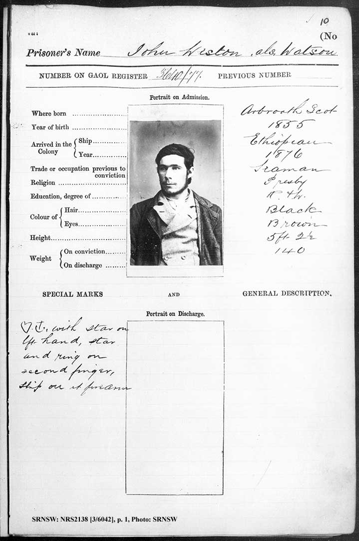 SRNSW: NRS2138, [3/6042], Darlinghurst Gaol photographic description book, 1877-1879, No. 1753, pp. 10a, 10b, R5099. p.1.