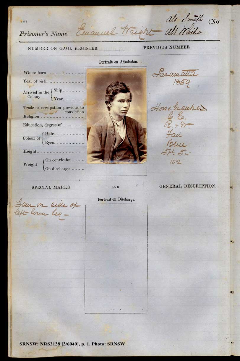 SRNSW: NRS2138, [3/6040], Darlinghurst Gaol photographic description book, 1874-1876, No. 1193, p. 35, R5098. p.1.