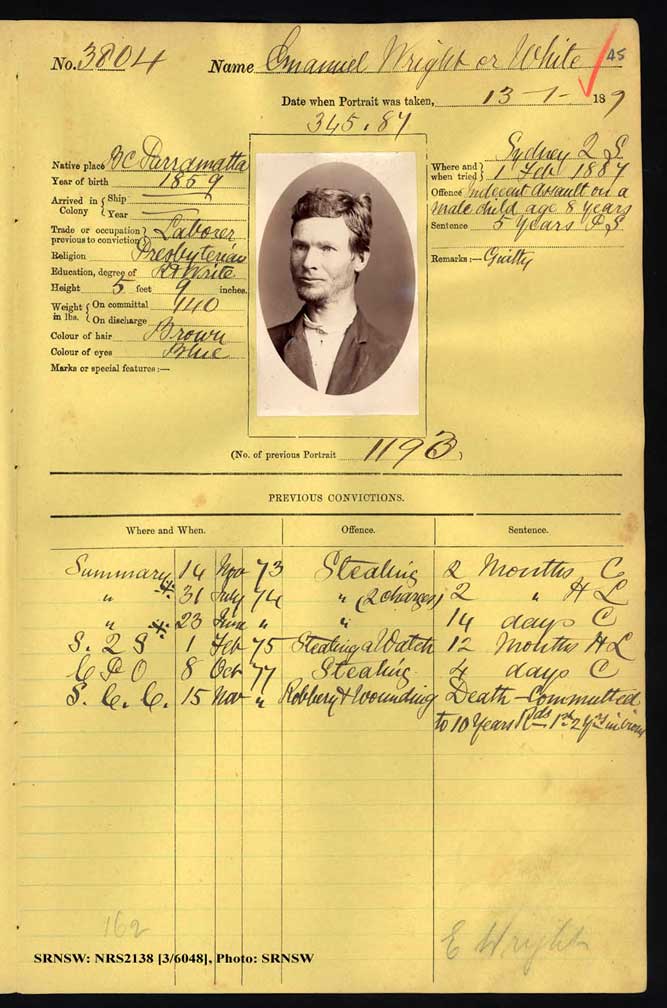 SRNSW: NRS2138, [3/6048], Darlinghurst Gaol photographic description book, 1886-1887, No. 3804, p. 45, R5102.