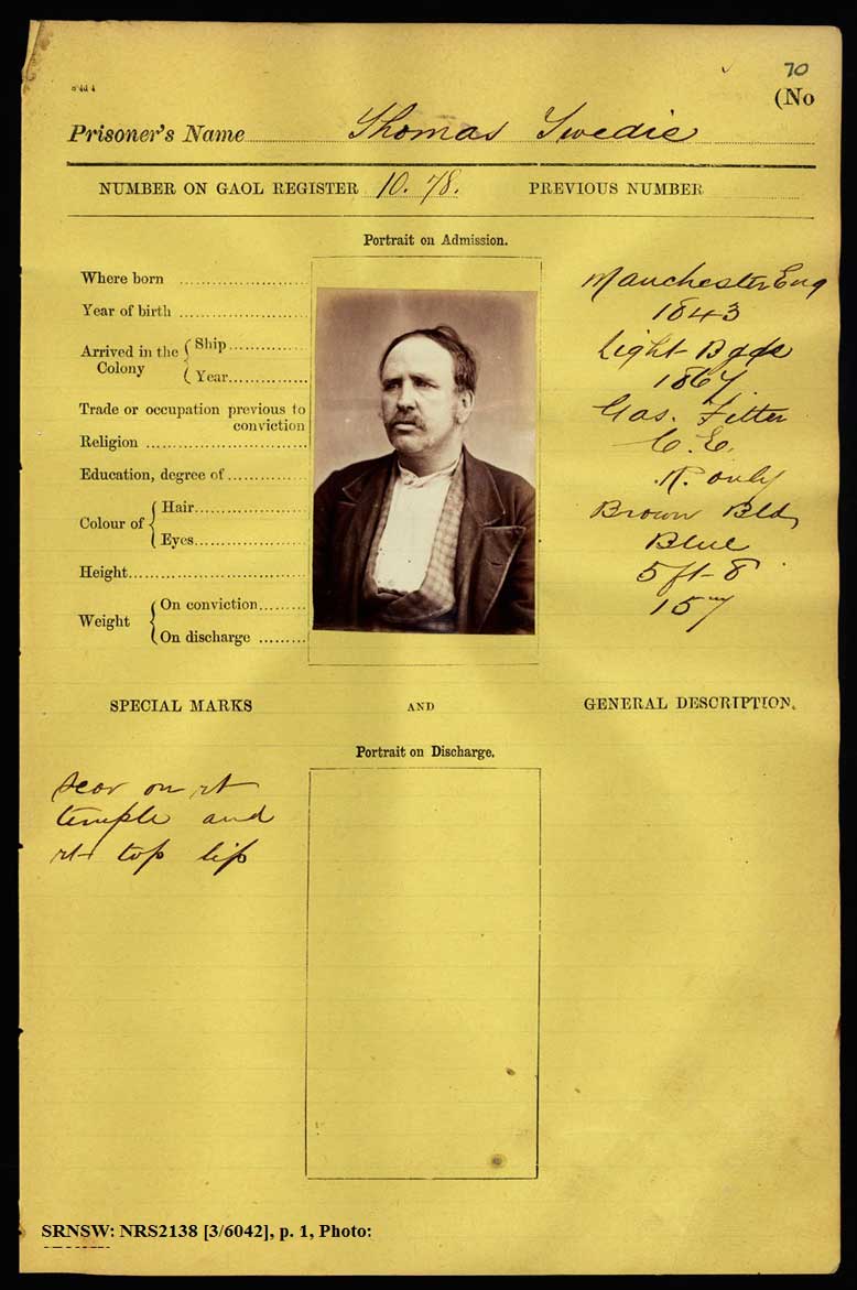 SRNSW: NRS2138, [3/6042], Darlinghurst Gaol photographic description book, 1877-1879, No. 1813, p. 70, R5099. p.1.