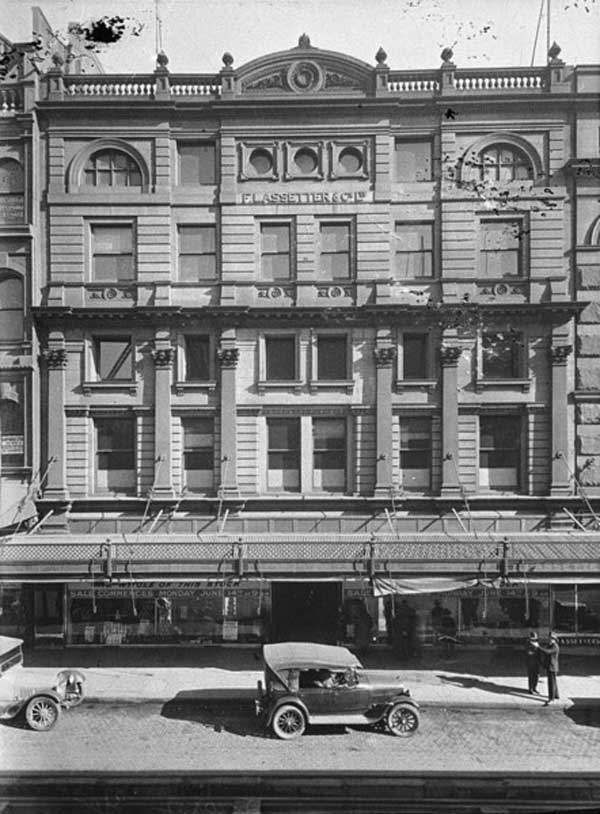 Facade of F Lasseter, George Street, 1920-1930. Image: NSW State Library collection. Reproduction: Peter de Waal