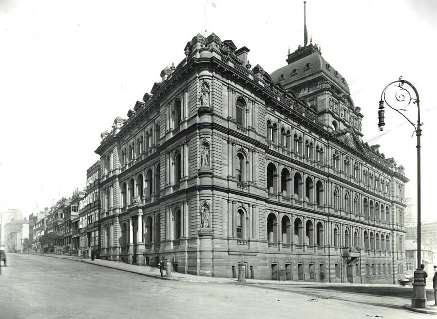 Colonial Secretary’s Building, corner Macquarie and Bridge Streets, Sydney, completed 1879. Photo ID: SRNSW 4481_a026_000329.jpg