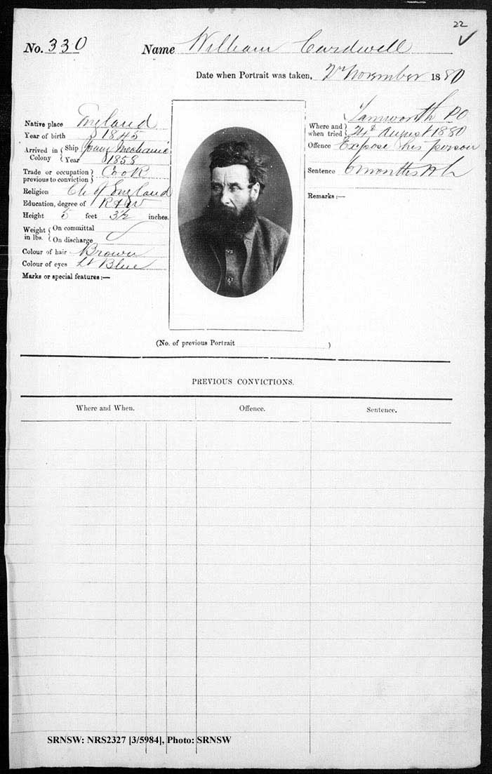 SRNSW: NRS2327, [3/5984], Maitland Gaol photographic description book, 1875-1930, No. 330, p. 22, R5129.
