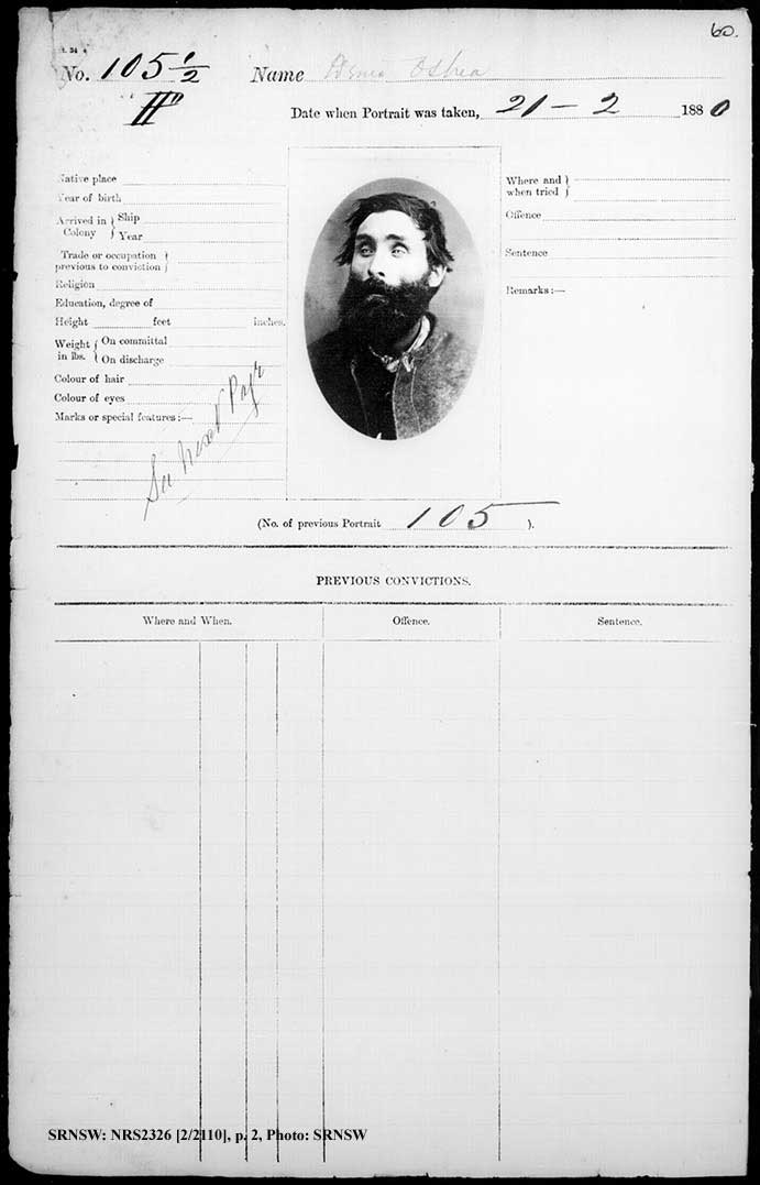 SRNSW: NRS2326, [2/2110] , Maitland Gaol photographic description book, 1873-1922, No. 105½, p. 60, R5127.