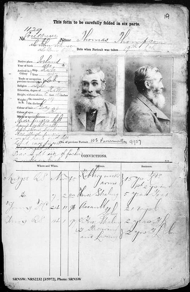 SRNSW: NRS2232, [3/5972] , Goulburn Gaol photographic description book, 17 Dec 1896-28 Jun 1899, No. 1129, p. 19, R5120.