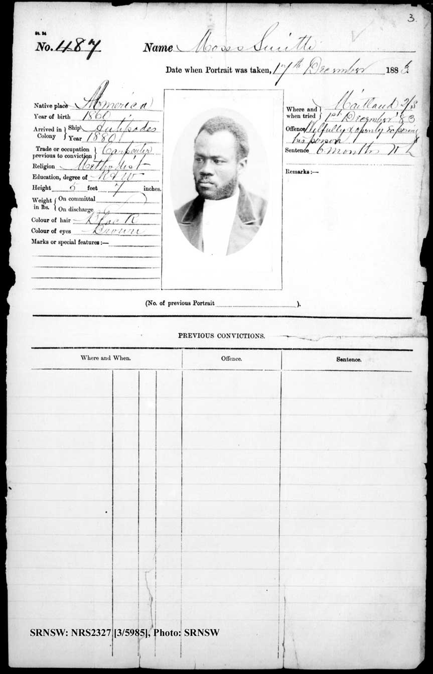SRNSW: NRS2327, [3/5985], Maitland Gaol photographic description book, 1875-1930, No. 487, p. 3, R5129.