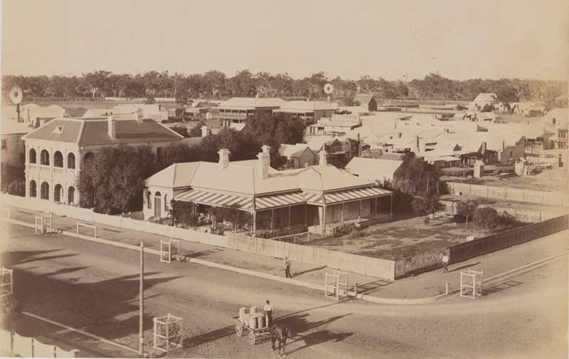 Moree from town tank looking SW, 1895-1910. Image: NSW State Library collection. Reproduction: Peter de Waal