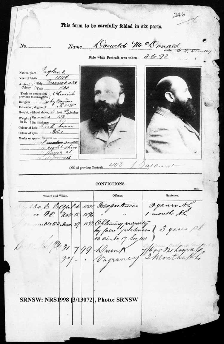 SRNSW: NRS1998, [3/13072], Bathurst Gaol photographic description book, 1874-1930, No. –, p. 246, R5089.