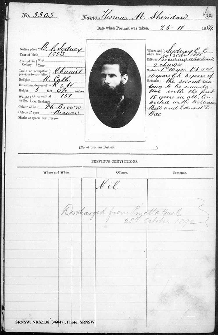 SRNSW: NRS2138, [3/6047], Darlinghurst Gaol photographic description book, 1885, No. 3303, p. 34, R5101.