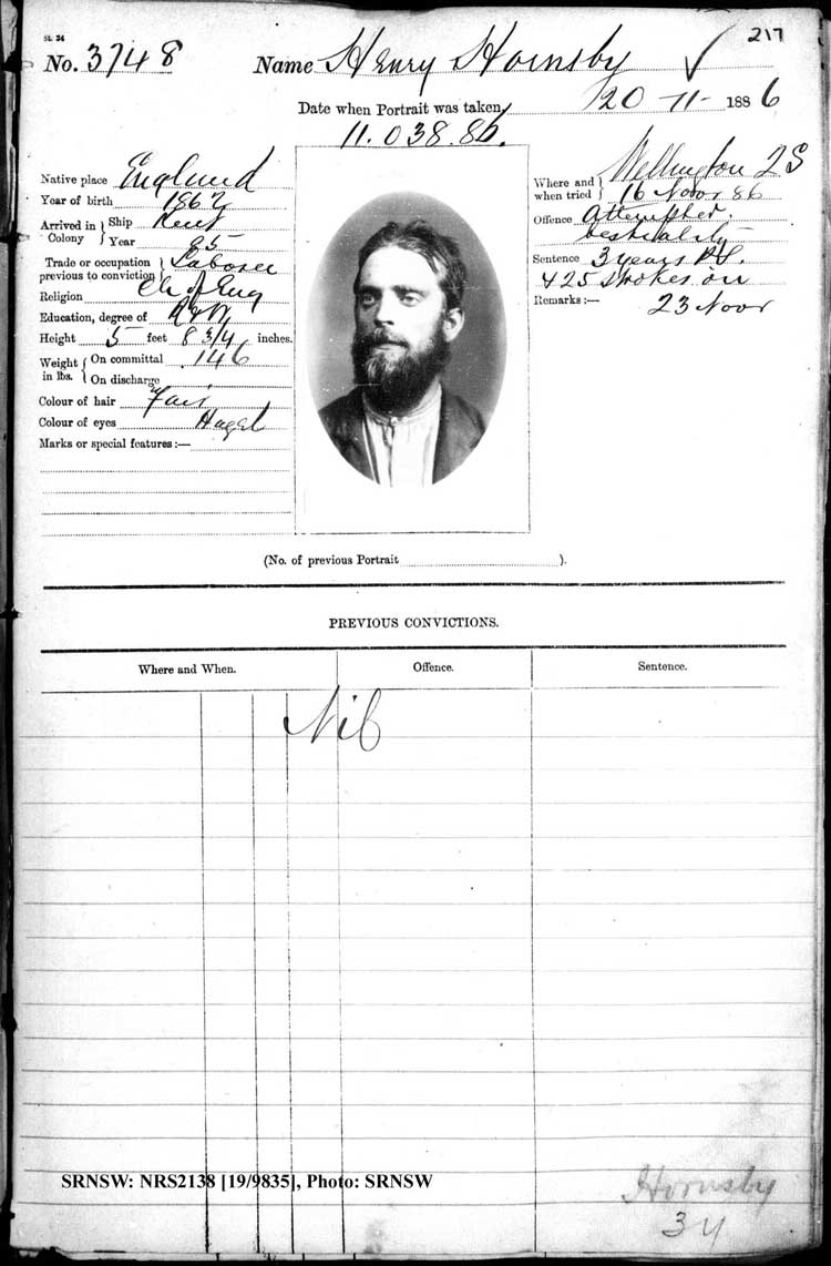 SRNSW: NRS2138, [19/9835], Darlinghurst Gaol photographic description book, 1886, No. 3748, p. 217, R5102.