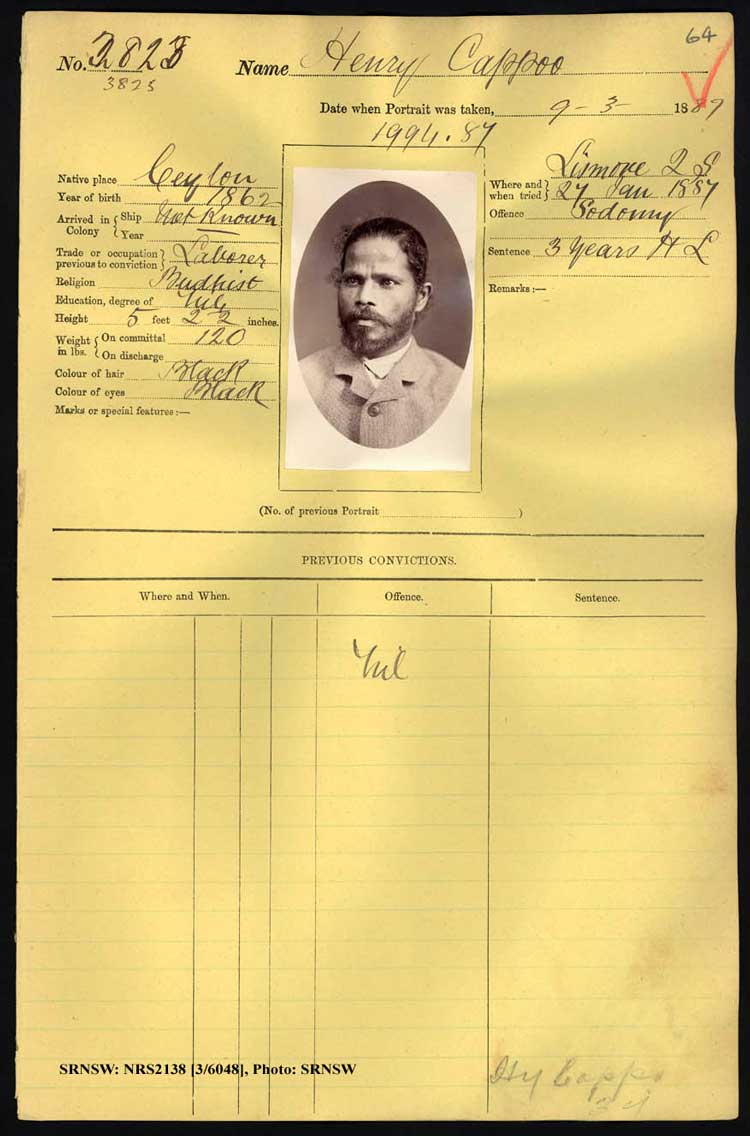 SRNSW: NRS2138, [3/6048], Darlinghurst Gaol photographic description book, 1886-1887, No. 3825, p. 64, R5102.