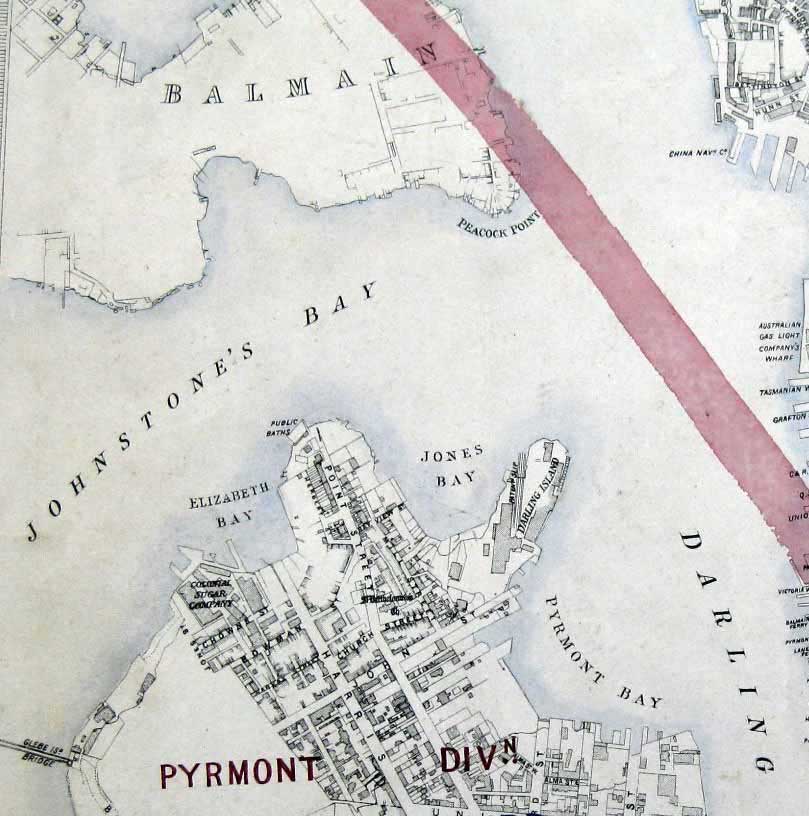 Map showing Johnstone’s Bay. SRNSW: NRS8239, [6366], Maps and plans, Surveyor General, Sydney map 1888. Photo: Peter de Waal