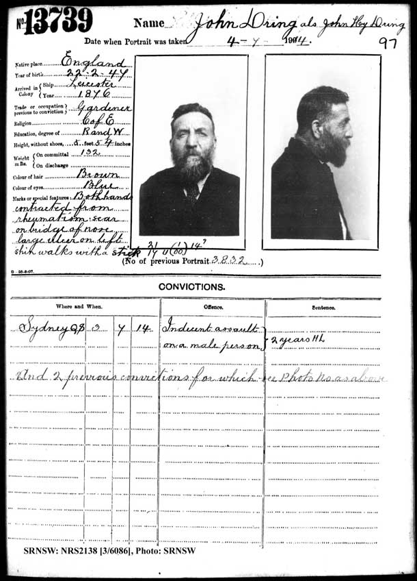 SRNSW: NRS2138, [3/6086], Darlinghurst Gaol photographic description book, 1913-1914, No. 13739, p. 97, R5117.