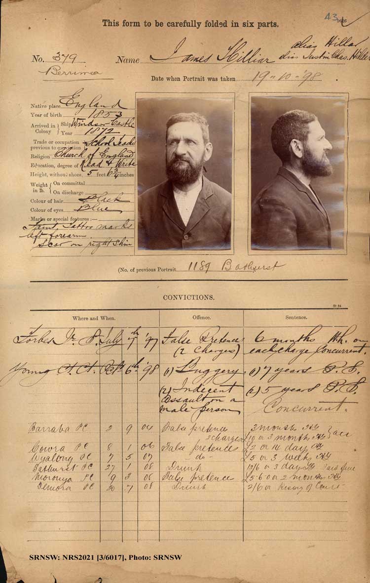 SRNSW: NRS2021, [3/6017], Berrima Gaol photographic description book, 1888-1907, No. 379, p. 43, R5093. Emphasis added.