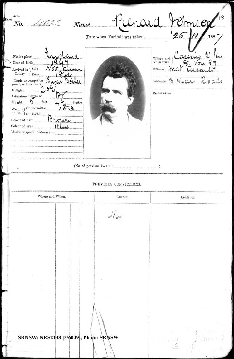 SRNSW: NRS2138, [3/6049], Darlinghurst Gaol photographic description book, 1887-1888, No.4022, p. 18, R5102.