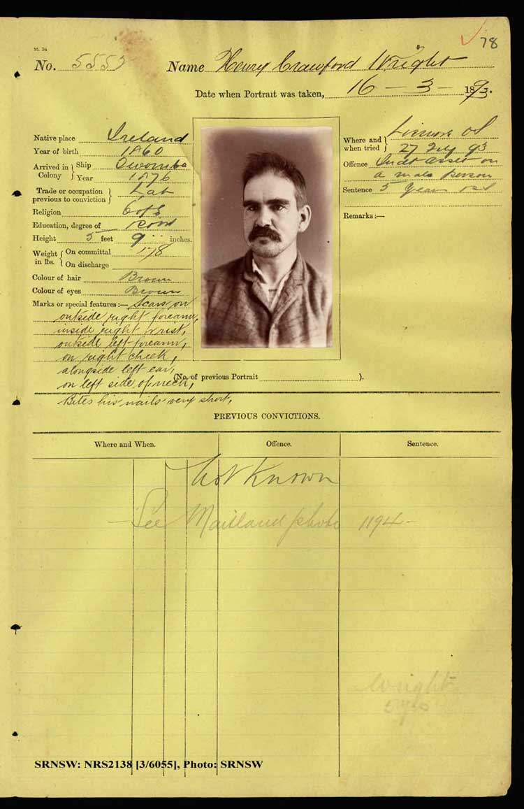 SRNSW: NRS2138, [3/6055], Darlinghurst Gaol photographic description book, 1892-93, No. 5552, p. 78, R5104.