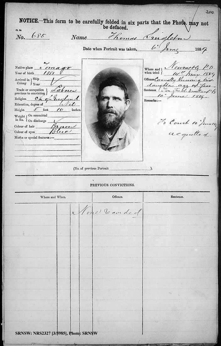 SRNSW: NRS2327, [3/5985], Maitland Gaol photographic description book, 1875-1930, No. 685, p. 200, R5129.
