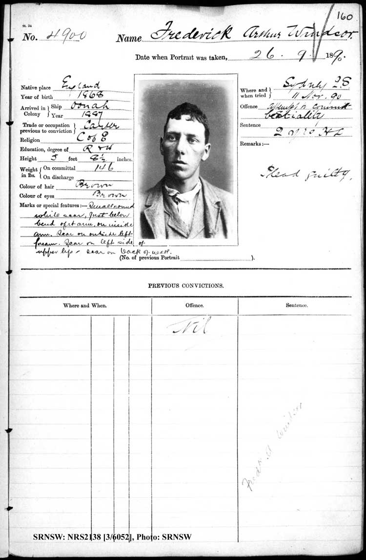 SRNSW: NRS2138, [3/6052], Darlinghurst Gaol photographic description book, 1890, No. 4900, p. 13, R5103.