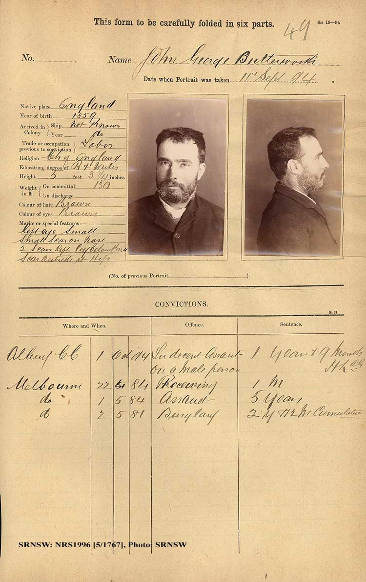 SRNSW: NRS1966, [5/1768], Albury Gaol photographic description book, 1893-1915, p. 49, R5082.