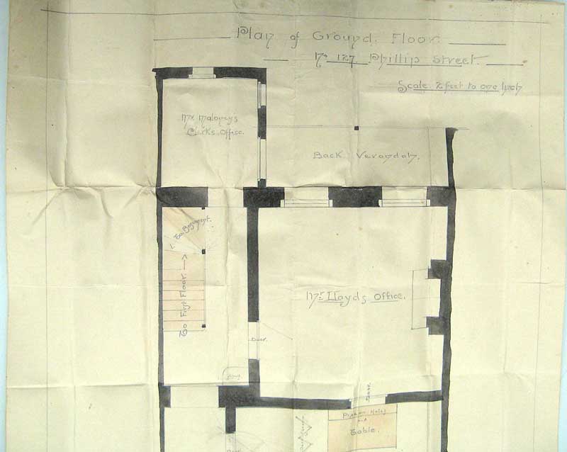 Ground floor plan, rear of 127 Phillip Street, Sydney. Photo: Peter de Waal