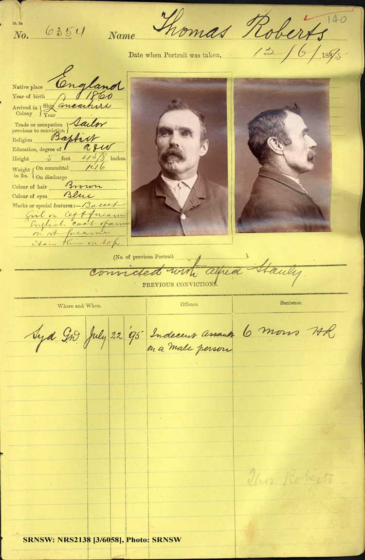 SRNSW: NRS2138, [3/6058], Darlinghurst Gaol photographic description book, 1894-1895, No. 6354, p. 140, R5105.