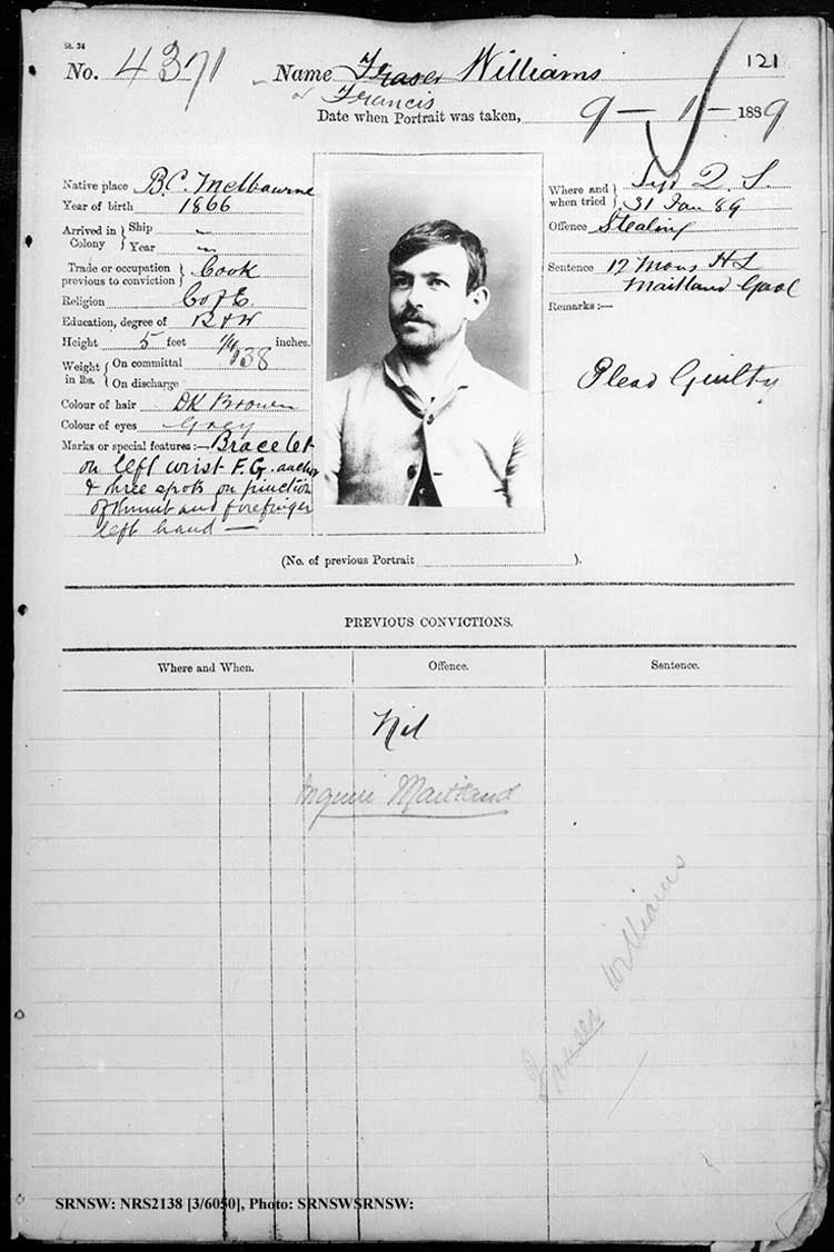 SRNSW: NRS2138, [3/6050], Darlinghurst Gaol photographic description book, 1888-89, No. 4371, p. 121, R5103.