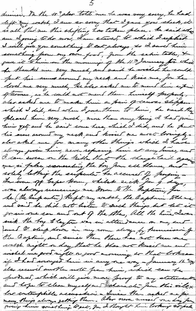 JFP Couche’s handwritten statement p. 5. Reproduction: Peter de Waal