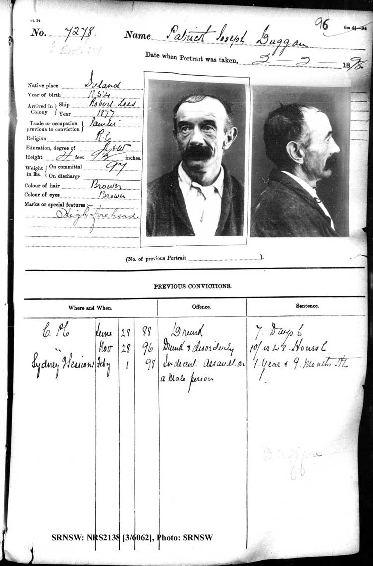 SRNSW: NRS2138, [3/6062], Darlinghurst Gaol photographic description book, 1897-1898, No. 7278, p. 96, R5107.