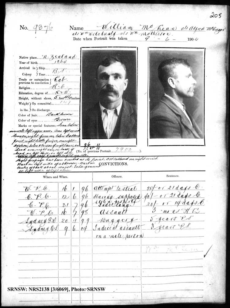 SRNSW: NRS2138, [3/6069], Darlinghurst Gaol photographic description book, 1903-1904 No. 9376, p. 205, R5110.