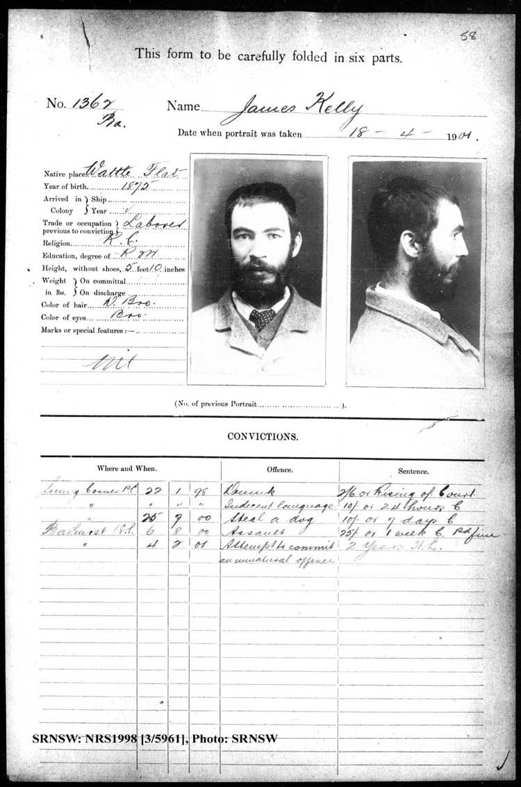 SRNSW: NRS1998, [3/5961], Bathurst Gaol photographic description book, 1874-1930, No. 1362, p. 58, R5086.