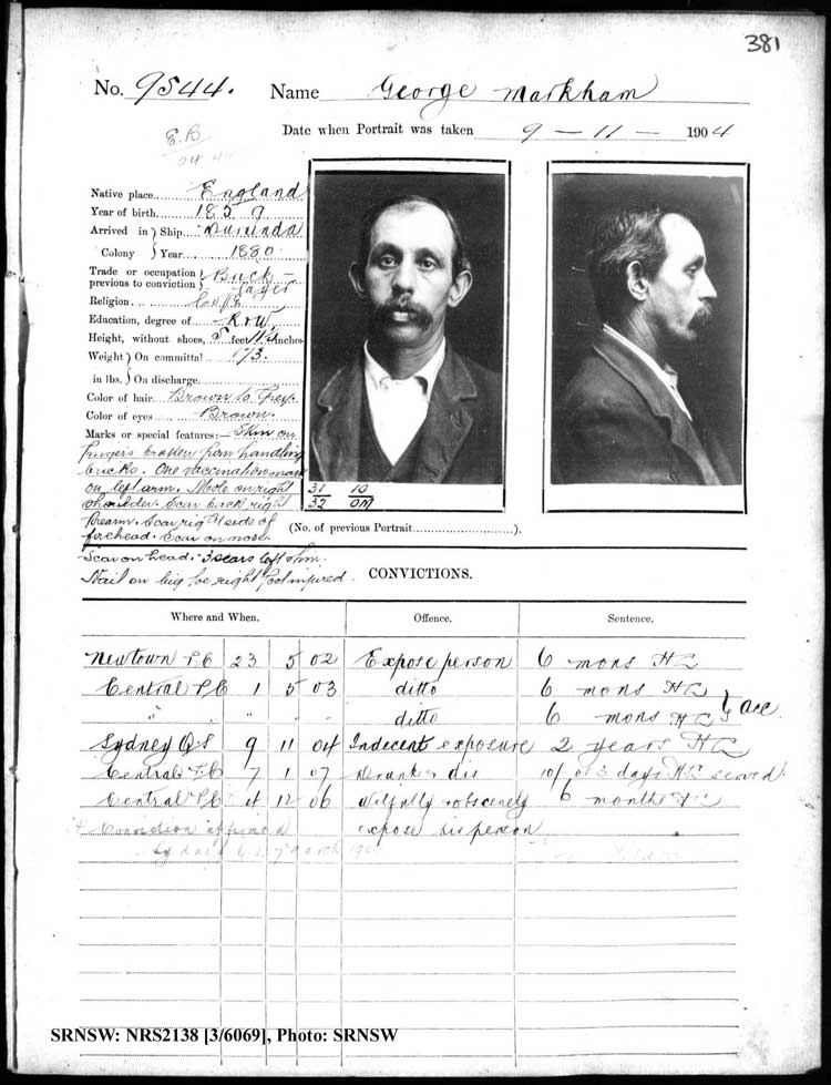 SRNSW: NRS2138, [3/6069], Darlinghurst Gaol photographic description book, 1903-1944, No. 9544, p. 381, R5110. Emphasis added.
