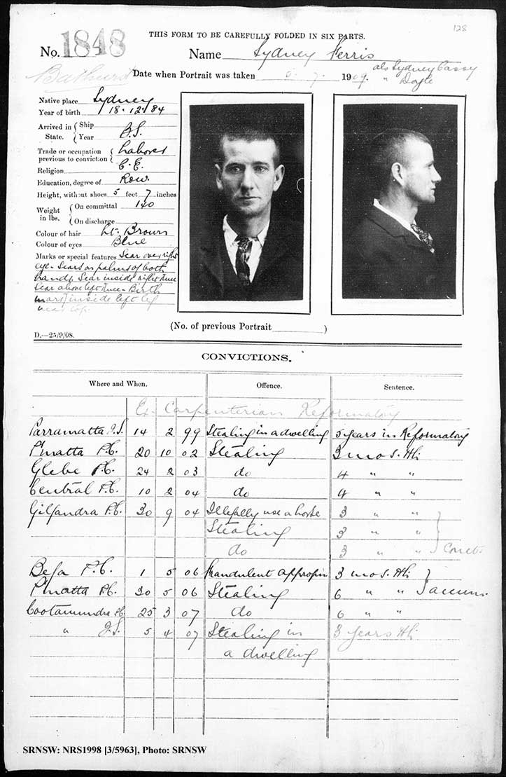 SRNSW: NRS1998, [3/5963], Bathurst Gaol photographic description book, 1874-1930, No.1848, p. 128, R5086.