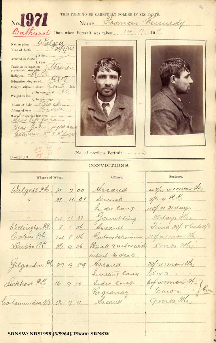 SRNSW: NRS1998, [3/5964], Bathurst Gaol photographic description book, 1874-1930, No. 1971, p. 56, R5087.