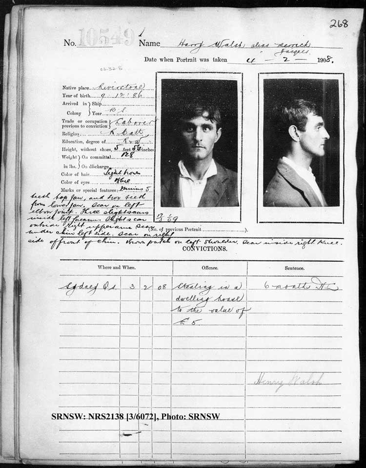 SRNSW: NRS2138, [3/6072], Darlinghurst Gaol photographic description book, 1907-1909, No. 10549, p.268, R5112