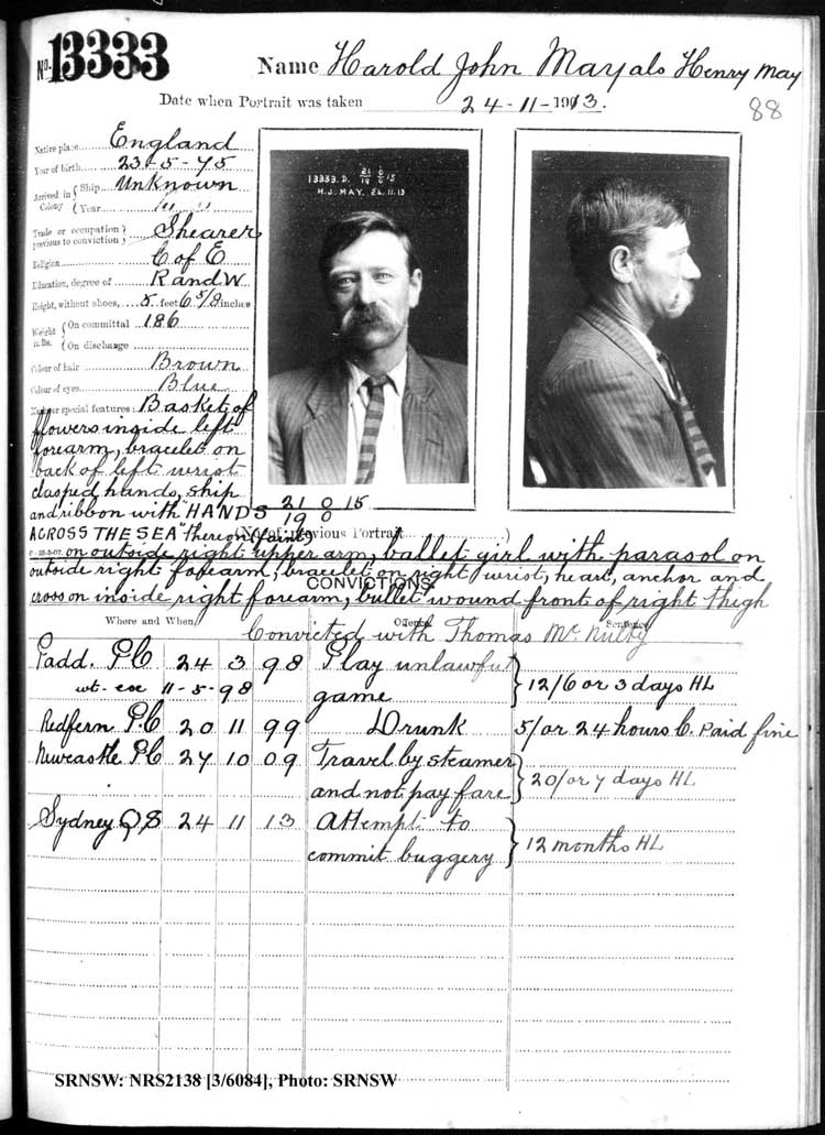 SRNSW: NRS2138, [3/6084], Darlinghurst Gaol photographic description book, 1913-1914, No. 13333, p. 88, R5117.
